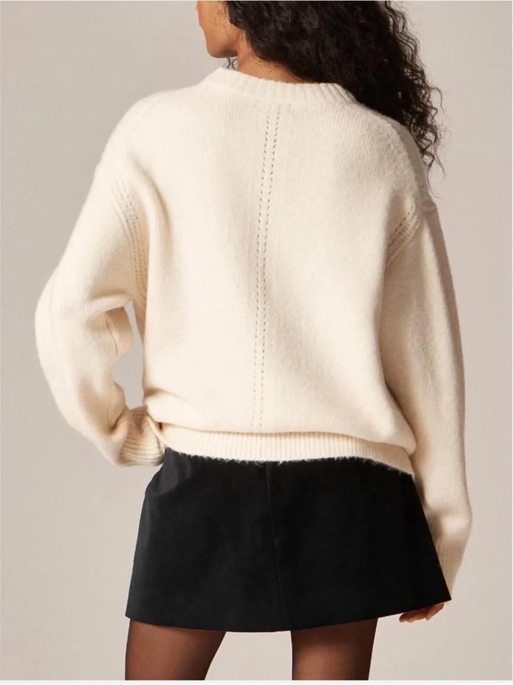 J. Crew Cream Crewneck Sweater with Burgundy Bow Detail